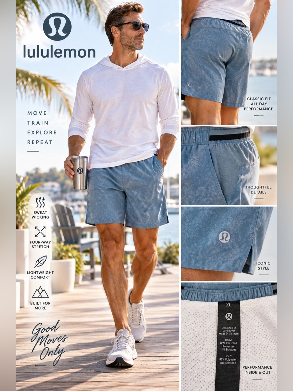Lululemon Pace Breaker Mineral Wash Lined Running  Athletic Shorts 7” Size XL
